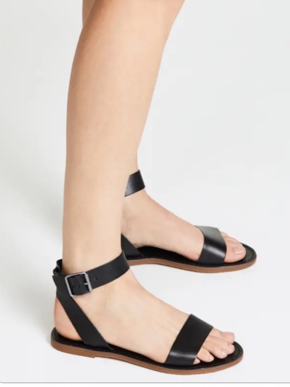 Madewell the boardwalk size 9.5 Black Leather Ankle-Strap Flat Sandals